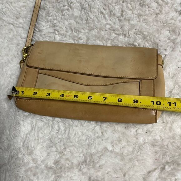J Crew leather beige and tan clutch brass hardware. - Picture 11 of 11